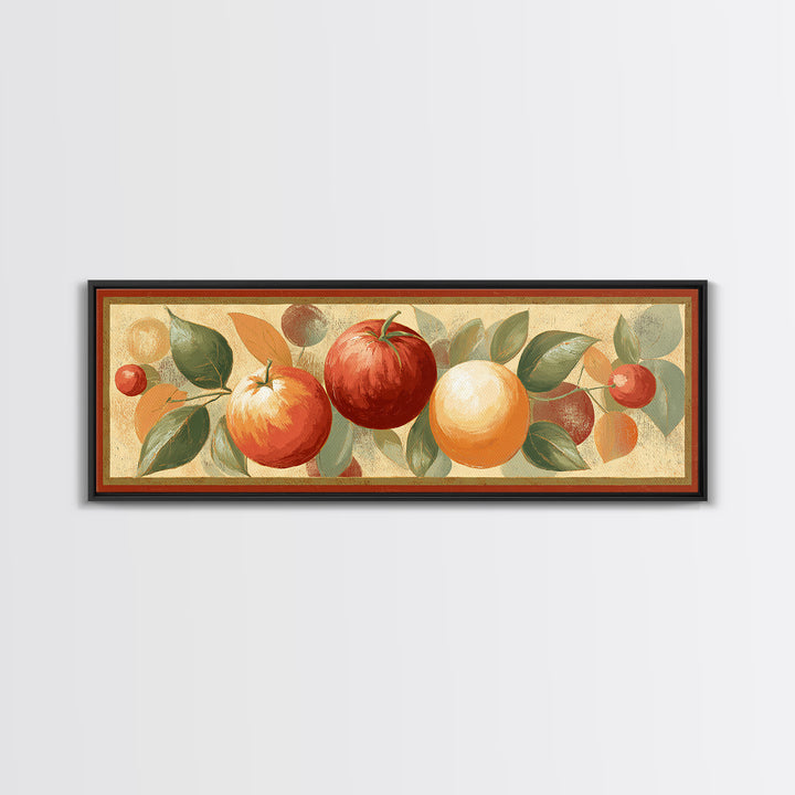 Bold Pop Fruit Composition Framed Canvas Print, Art, Boho Wall Art, Living Room Decor, Watercolor Art, Textured Painting, ART-3x1-32