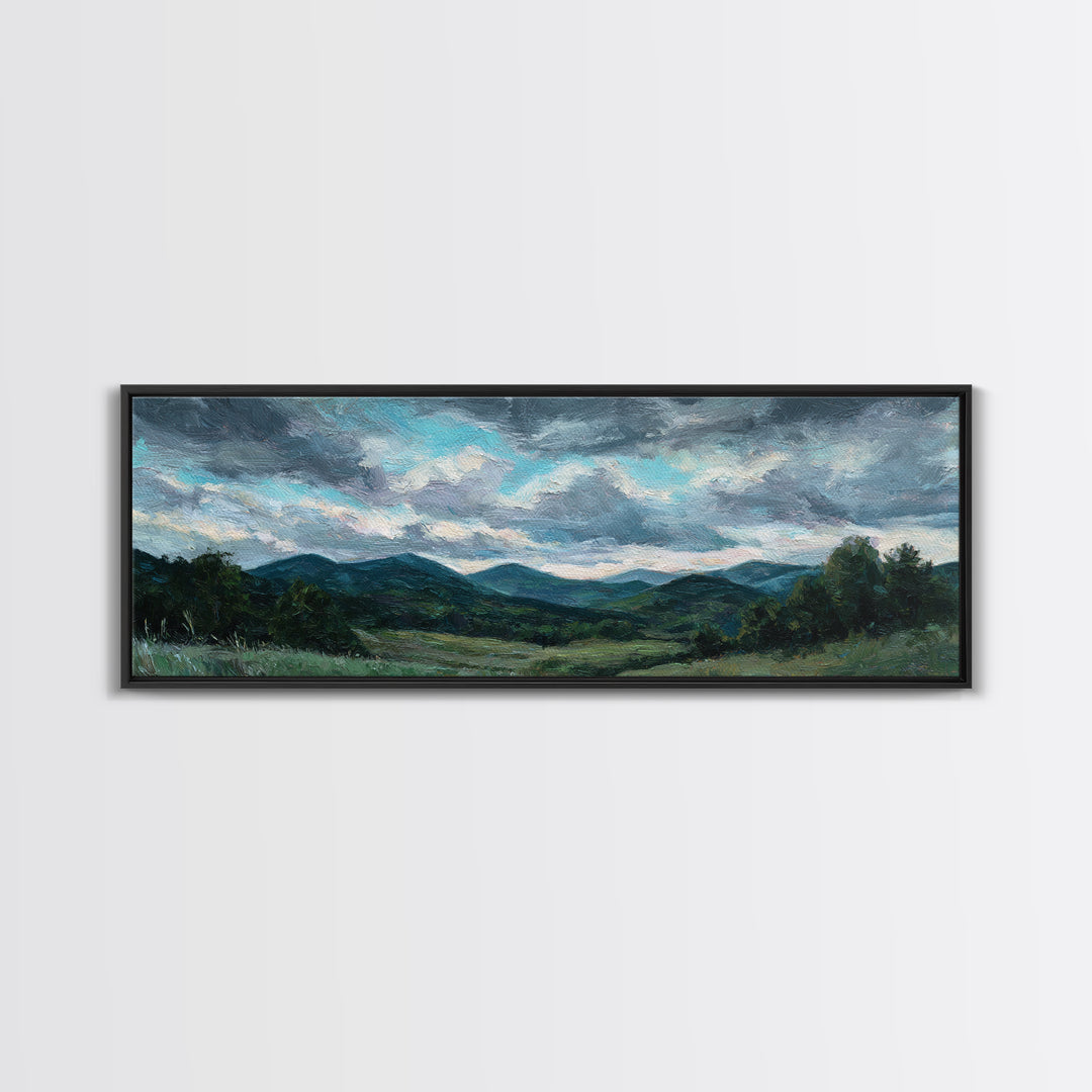 Quiet Mountain Scene Canvas Print, Art, Digital Wall Art, Living Room Decor, Oil Painting, Framed Art, Wood Wall Art, ART-3x1-33