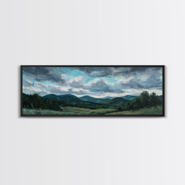 Quiet Mountain Scene Canvas Print, Art, Digital Wall Art, Living Room Decor, Oil Painting, Framed Art, Wood Wall Art, ART-3x1-33