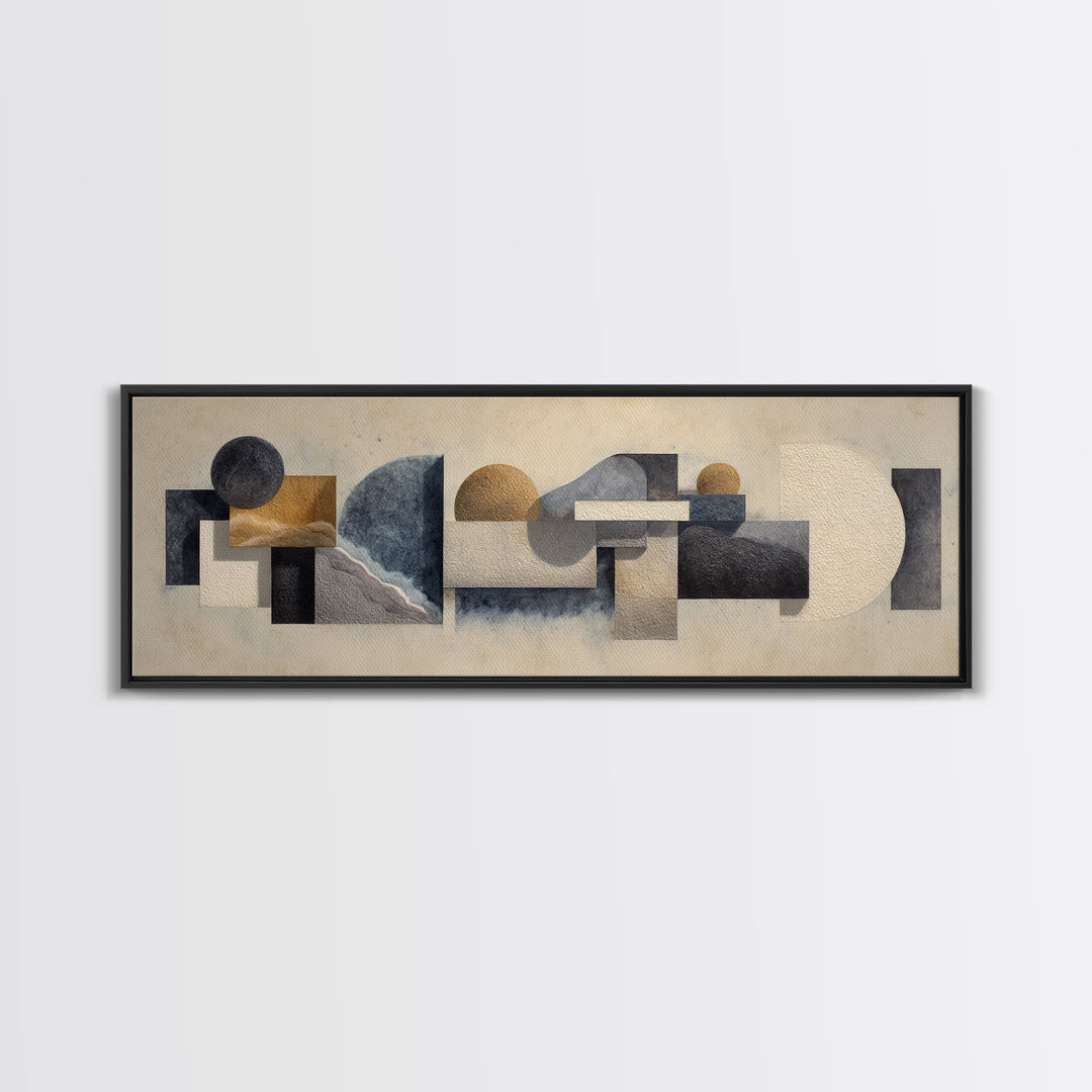 Modern Sculptural Shapes Rendered as Painted Forms Canvas Print, Art, Large Wall Art, Living Room Decor, Abstract Art, ART-3x1-46