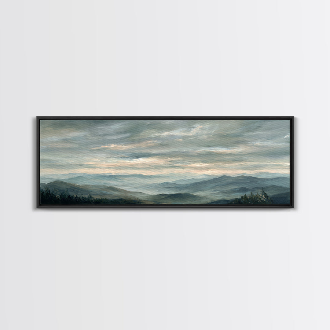 Quiet Mountain Scene Framed Canvas Print, Art, Framed Wall Art, Living Room Decor, Fine Art, Resin Art, Boho Wall Art, ART-3x1-81