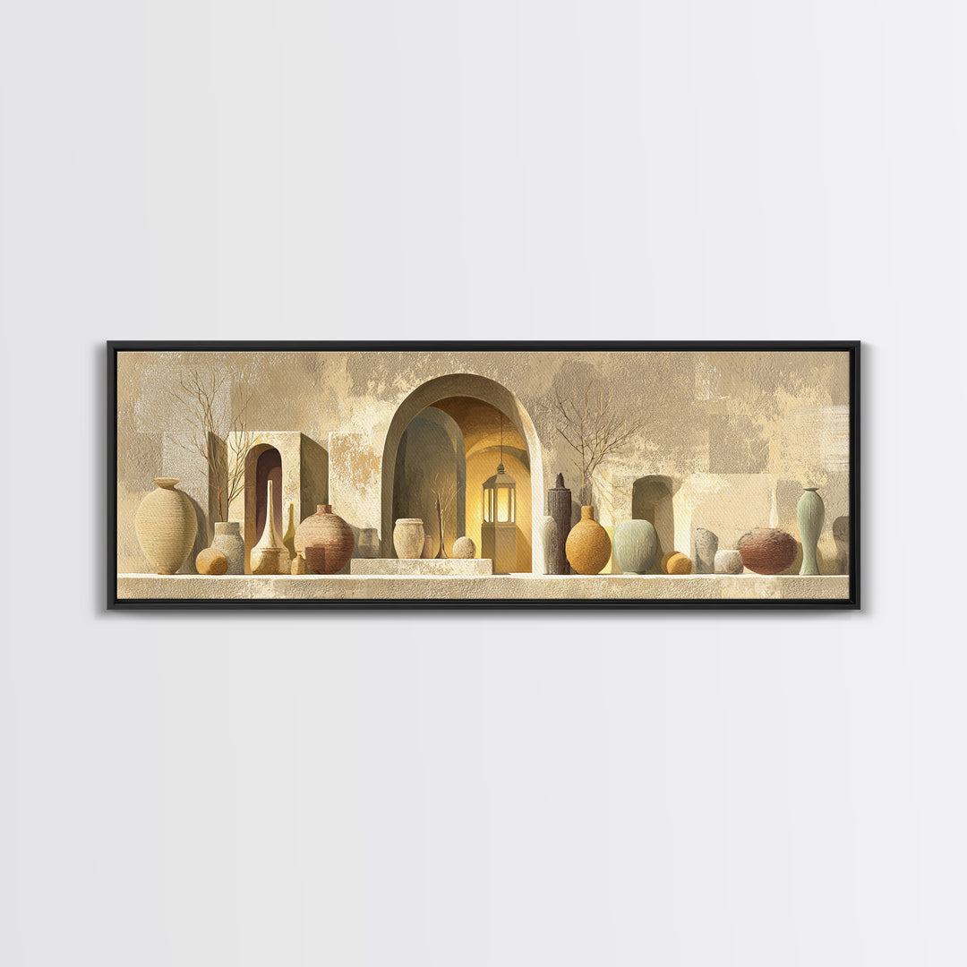 Architectural Archway in Warm Mediterranean Light Canvas Print, Art, Digital Art, Living Room Decor, Watercolor Art, ART-3x1-86