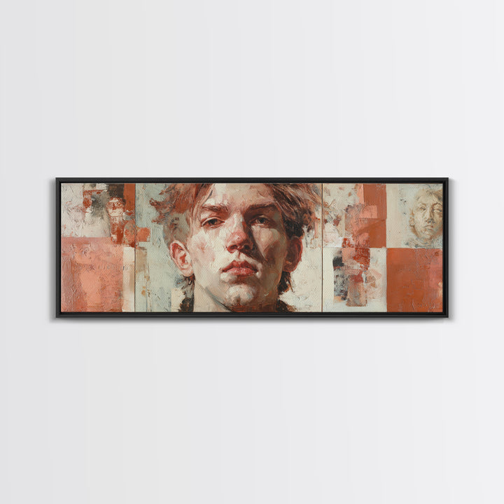 Expressive Portrait with Dramatic Light and Textured Canvas Print, Art, Art Print, Living Room Decor, Fine Art, ART-3x1-92