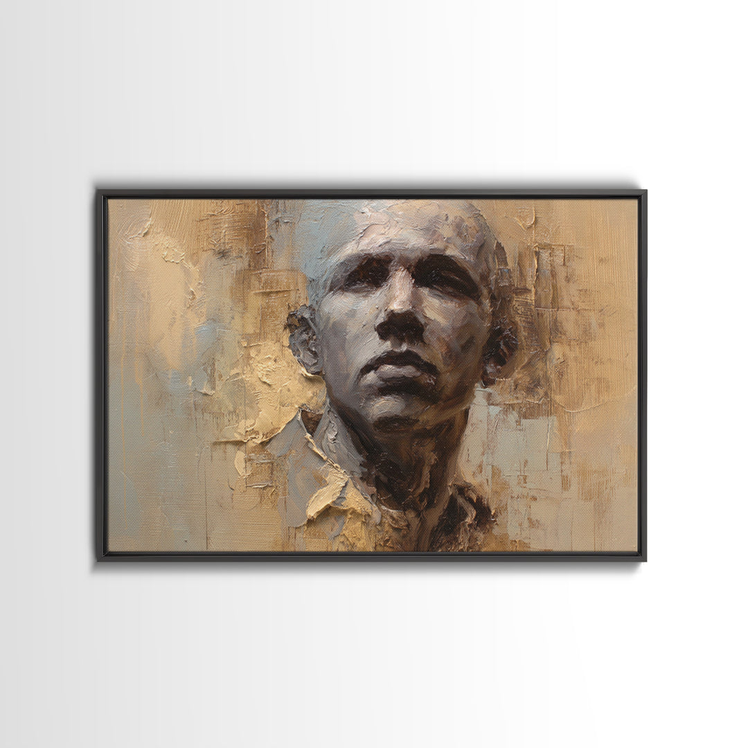 Expressive Portrait with Dramatic Light and Textured Canvas Print, Art, Art Commission, Living Room Decor, Fine Art, ART-3x2-32