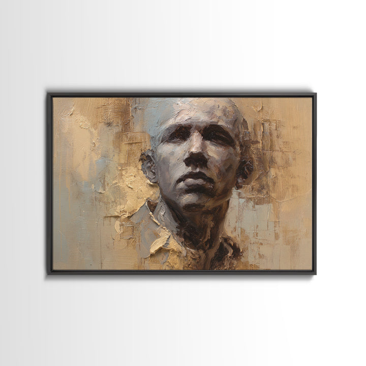 Expressive Portrait with Dramatic Light and Textured Canvas Print, Art, Art Commission, Living Room Decor, Fine Art, ART-3x2-32