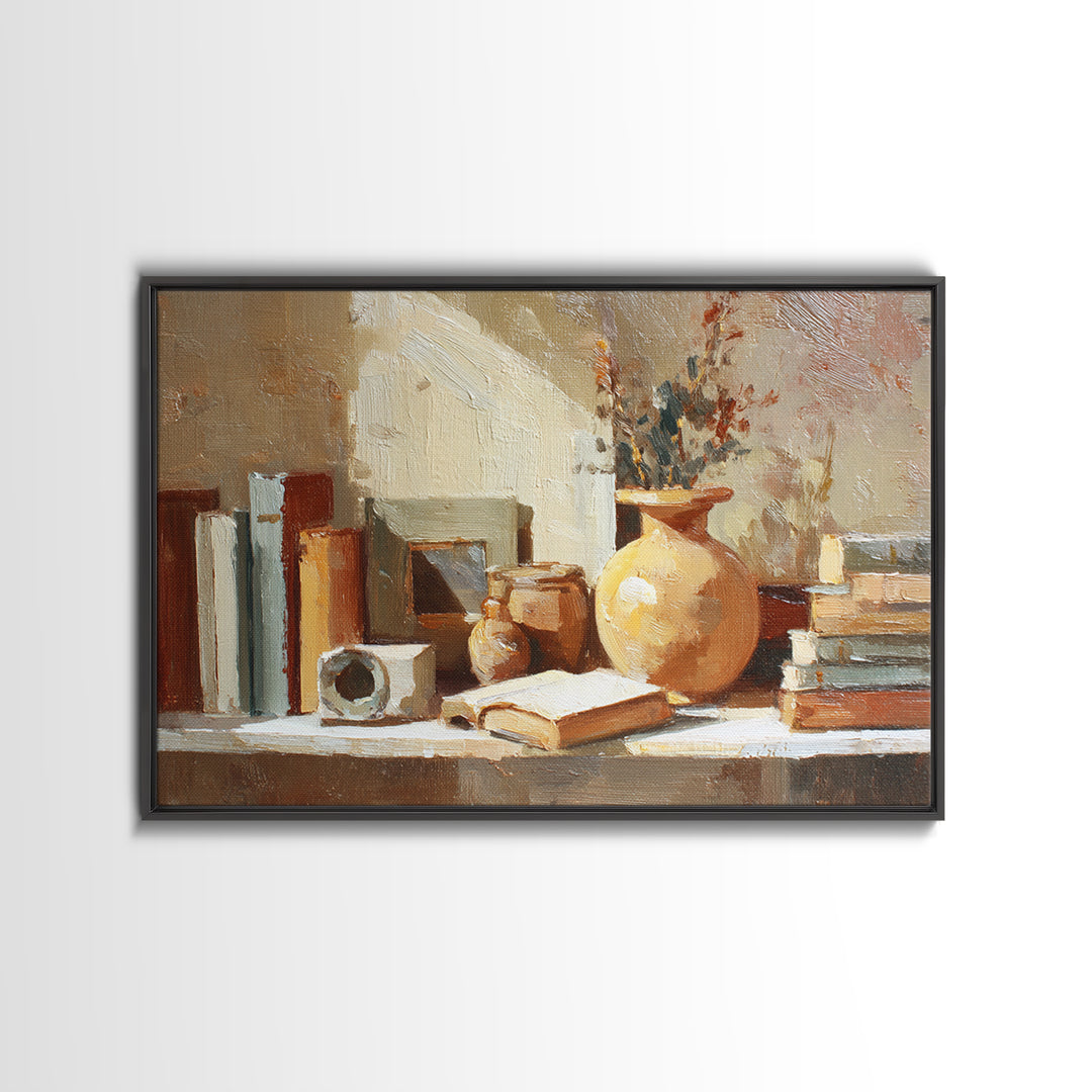 Sunlit Interior Still Life Canvas Print, Art, Art Commission, Living Room Decor, Fine Art, Black Art, Framed Art, ART-3x2-42