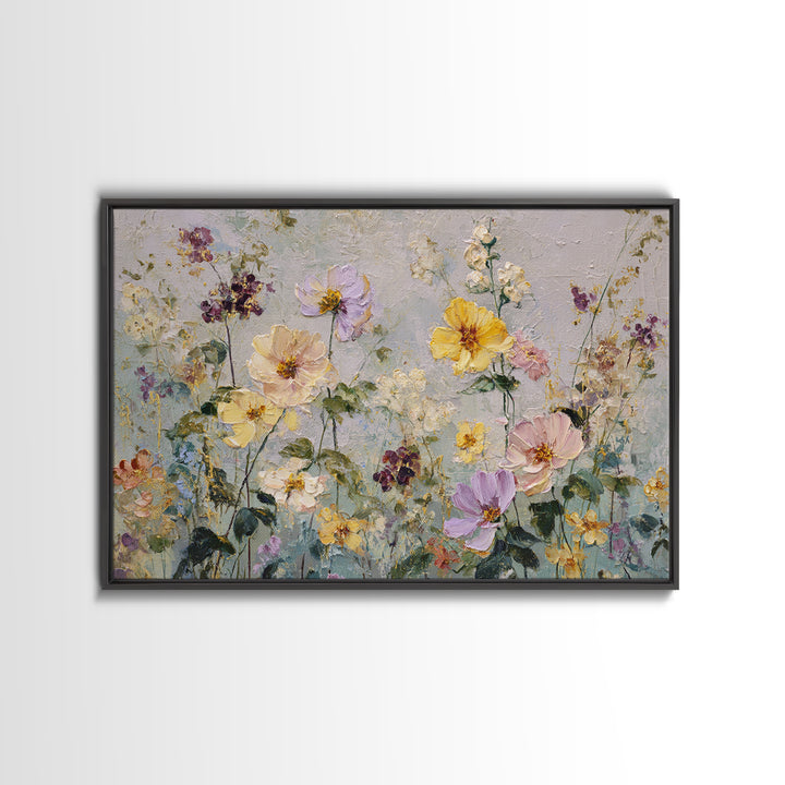 Painterly Meadow with Loose Impressionist Flowers Canvas Print, Art, Canvas Art, Living Room Decor, Fine Art, ART-3x2-43