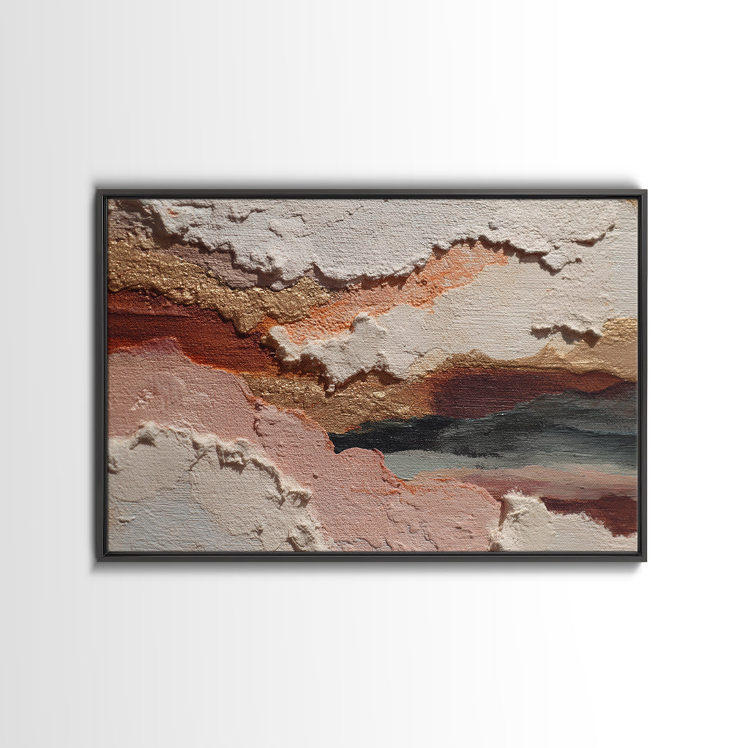 Contemporary Abstract with Layered Pigments and Energetic Canvas Print, Art, Large Wall Art, Living Room Decor, Fine Art, ART-3x2-54