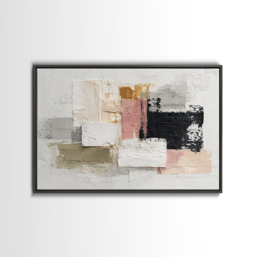 Textured Neutral Abstraction Framed Canvas Print, Art, Framed Wall Art, Living Room Decor, Abstract Art, Resin Art, ART-3x2-65