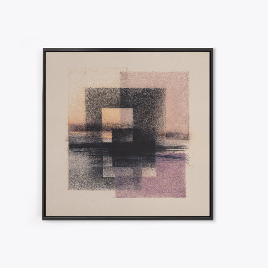 Minimal Black Ink Composition Framed Canvas Print, Above Sofa Art, Gallery Decor, Living Room Decor, Fine Art, Statement, ASA-1x1-32