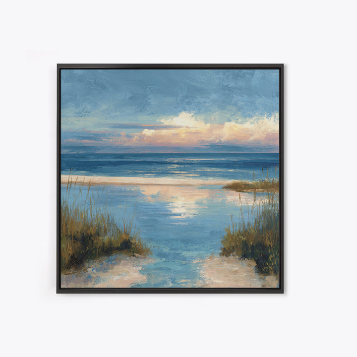 Moody Seascape at Twilight Canvas Print, Above Sofa Art, Living Room Decor, Watercolor Art, Statement 036, Set of Prints, ASA-1x1-36