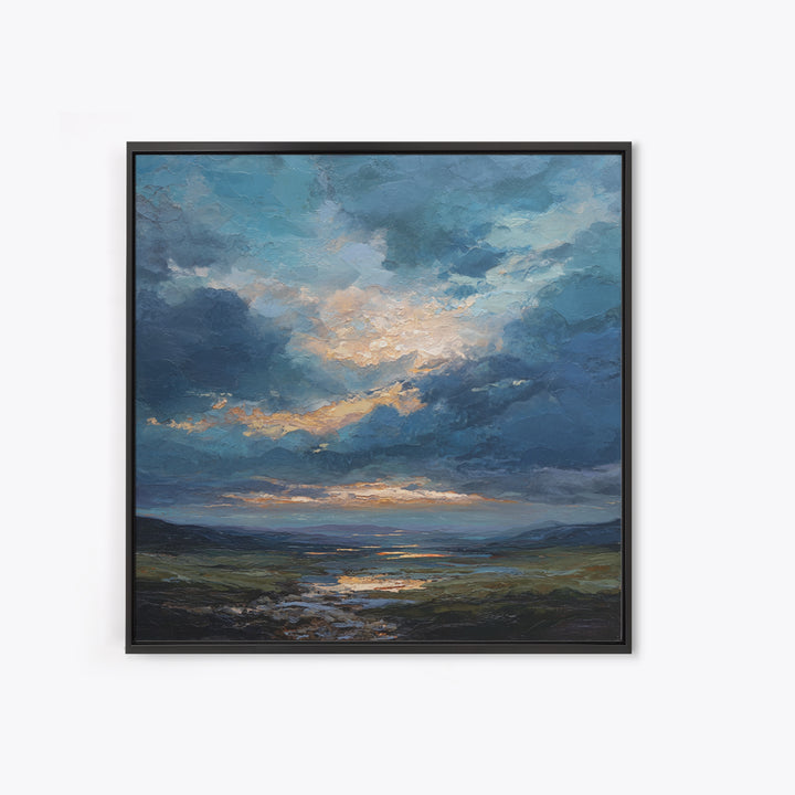 Dramatic Cloudscape over a Distant Valley Canvas Print, Above Sofa Art, Above Bed Decor, Living Room Decor, Fine Art, Statement, ASA-1x1-5