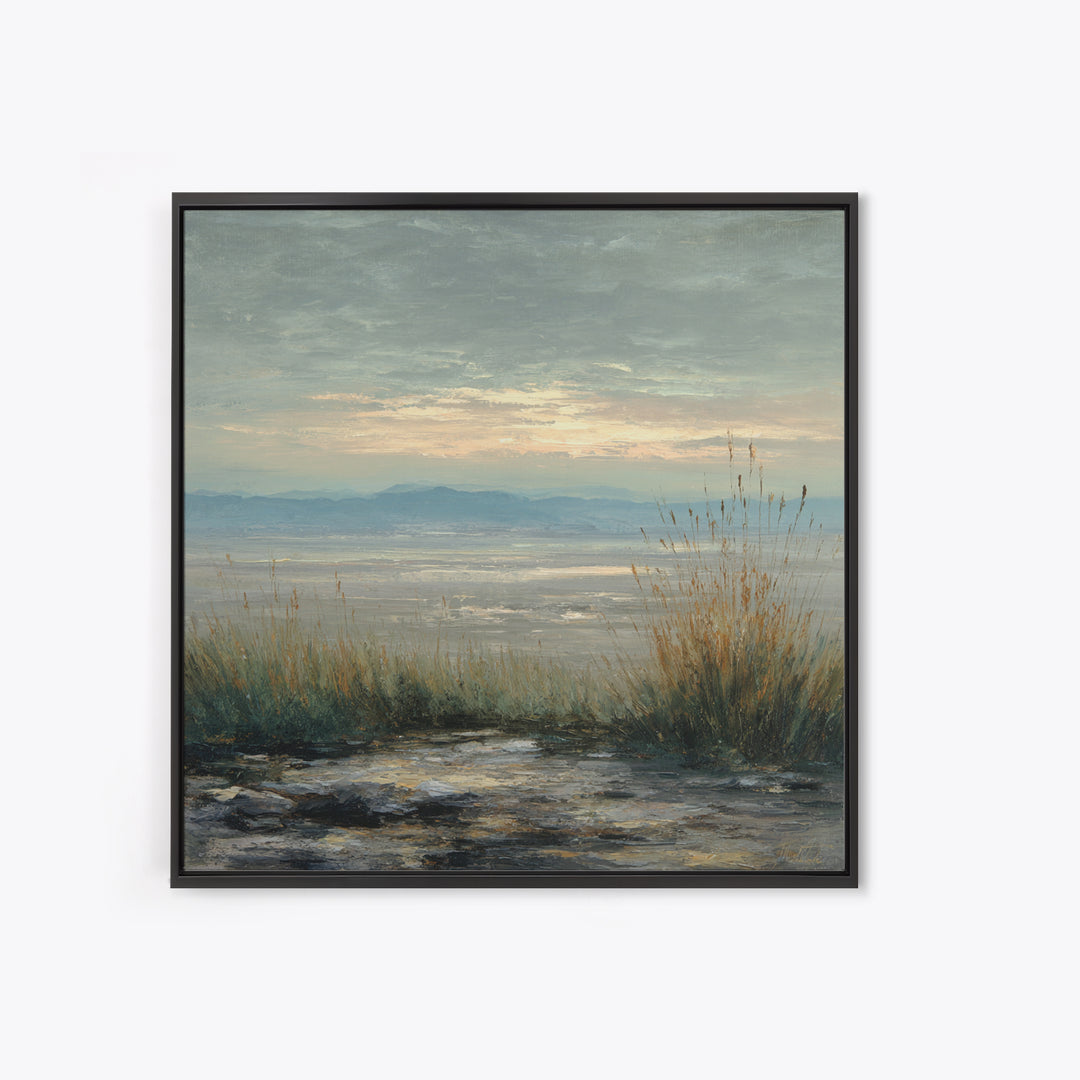 Dramatic Cloudscape over a Distant Valley Canvas Print, Above Sofa Art, Bauhaus Print, Living Room Decor, Statement, ASA-1x1-53