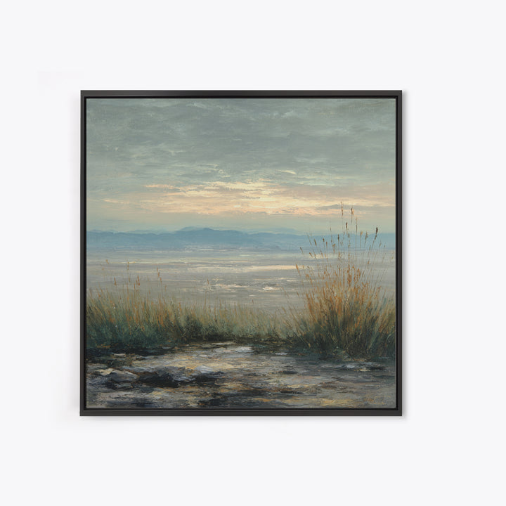 Dramatic Cloudscape over a Distant Valley Canvas Print, Above Sofa Art, Bauhaus Print, Living Room Decor, Statement, ASA-1x1-53