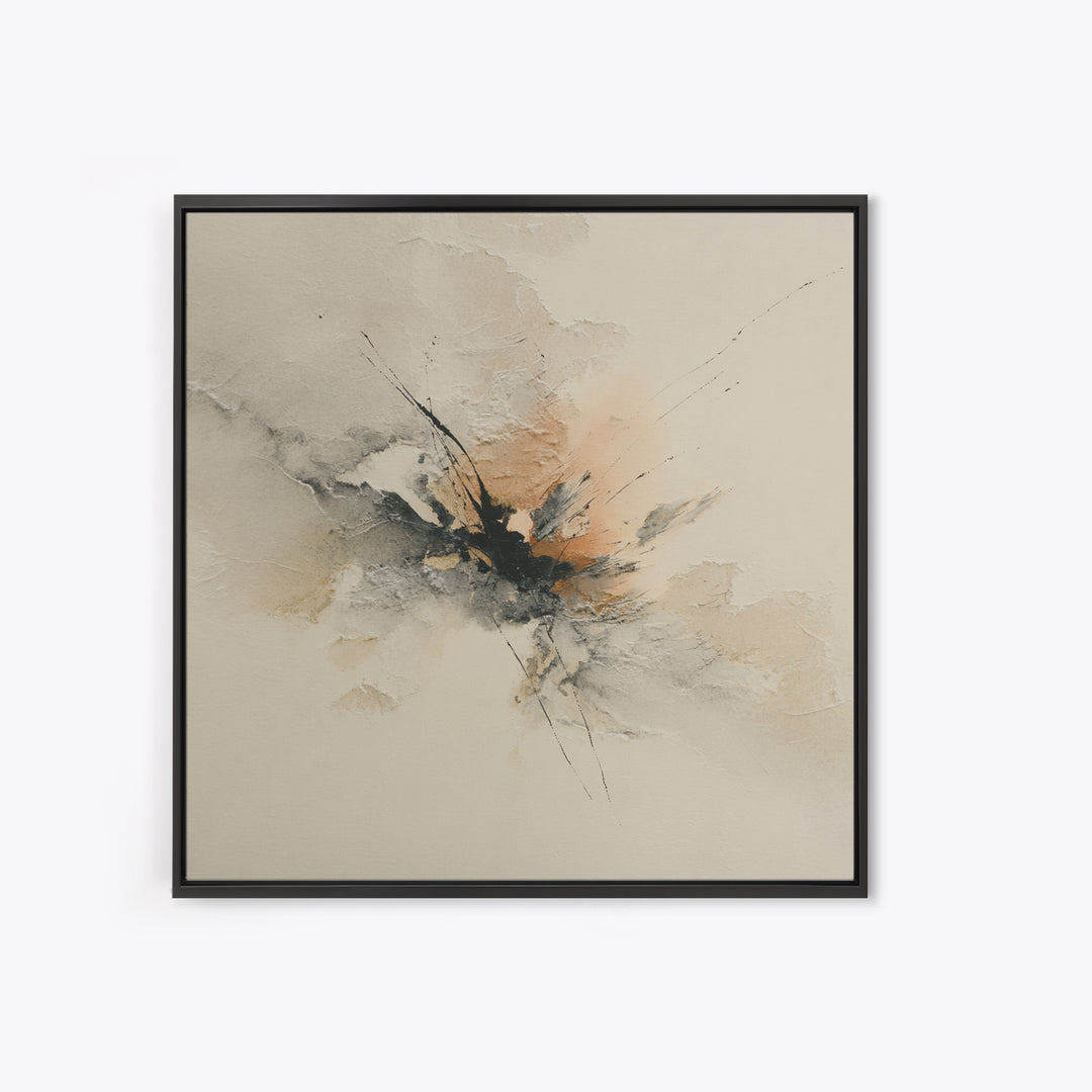 Minimal Black Ink Composition Framed Canvas Print, Above Sofa Art, Living Room Decor, Fine Art, Statement 056, Set of Prints, ASA-1x1-56