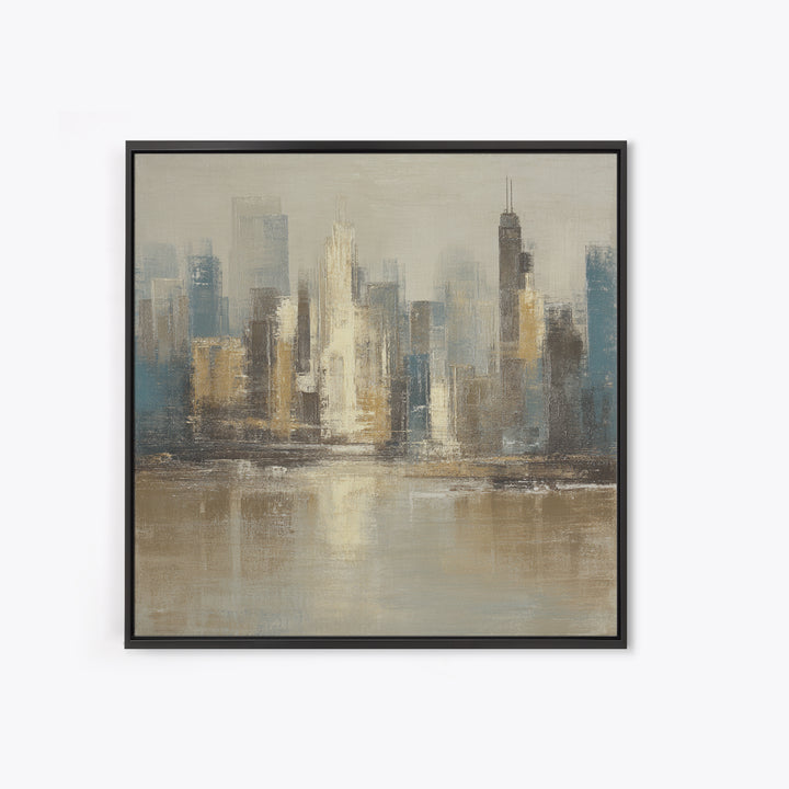 Quiet City Skyline Reduced to Elegant Shapes Canvas Print, Above Sofa Art, Bedroom Wall Art, Living Room Decor, Statement, ASA-1x1-70