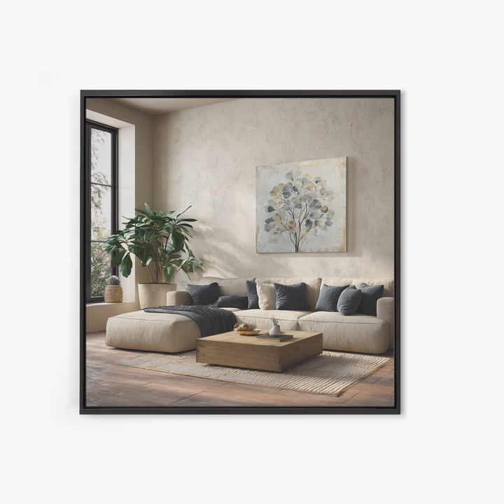 Large Modern Organic Shapes Framed Canvas Print, Above Sofa Art, Coastal Decor, Living Room Decor, Abstract Art, Statement, ASA-1x1-74