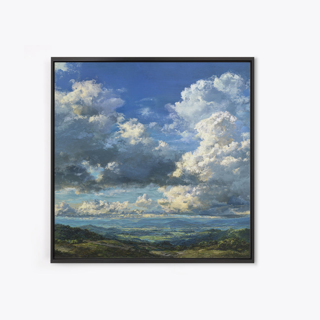 Dramatic Cloudscape over a Distant Valley Canvas Print, Above Sofa Art, Modern Decor, Living Room Decor, Fine Art, Statement, ASA-1x1-77