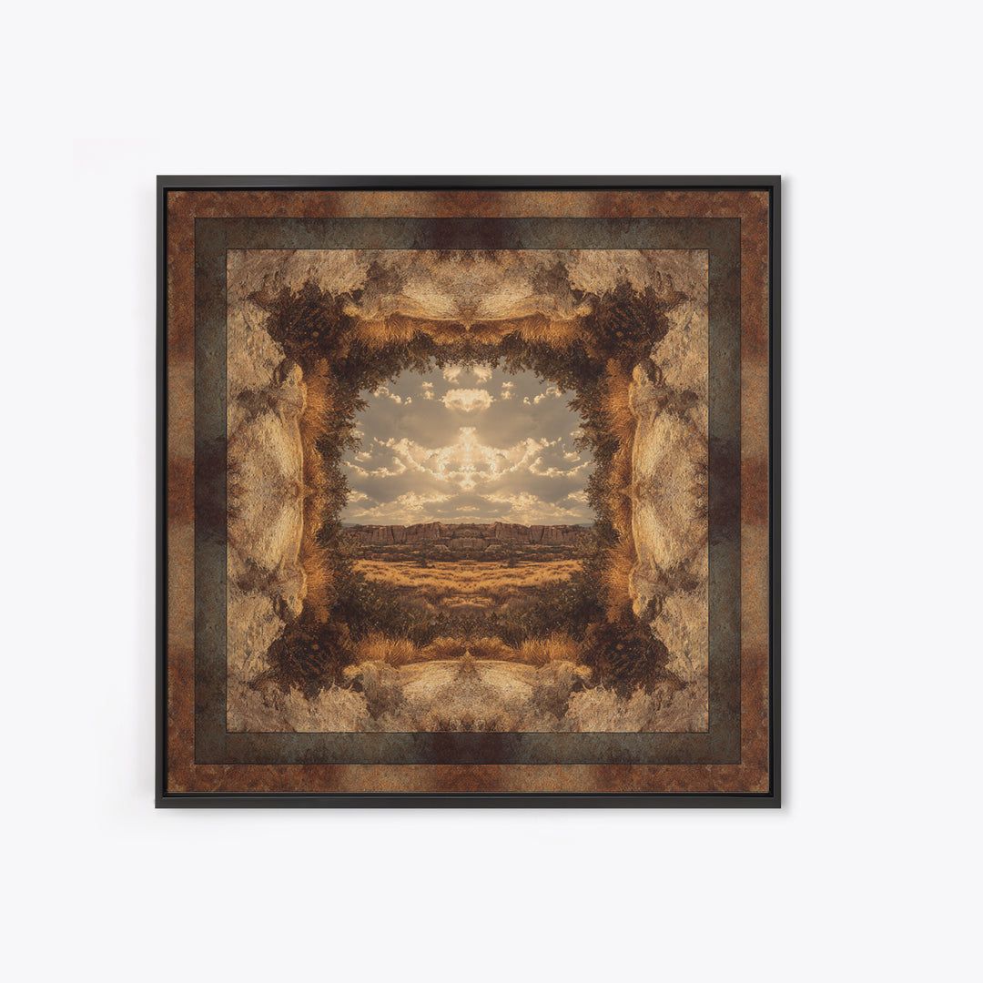 Desert Mesa Panorama Canvas Print, Above Sofa Art, Bauhaus Print, Living Room Decor, Fine Art, Statement, Textured Painting, ASA-1x1-92