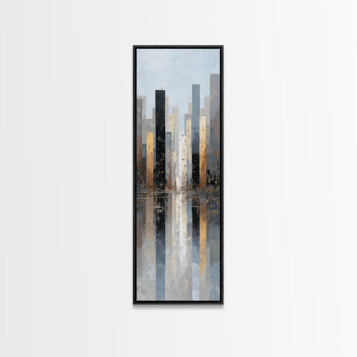 Quiet City Skyline Reduced to Elegant Shapes Canvas Print, Above Sofa Art, Wall Art Print, Living Room Decor, Abstract Art, ASA-1x3-10