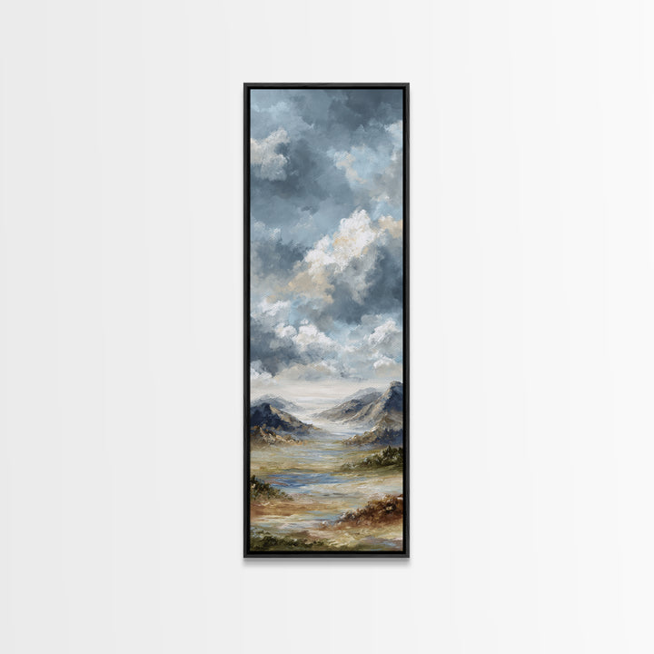 Dramatic Cloudscape over a Distant Valley Canvas Print, Above Sofa Art, Modern Decor, Living Room Decor, Fine Art, Statement, ASA-1x3-17