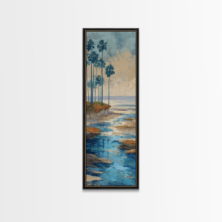 Moody Seascape at Twilight Framed Canvas Print, Above Sofa Art, Gallery Decor, Living Room Decor, Fine Art, Statement, ASA-1x3-24