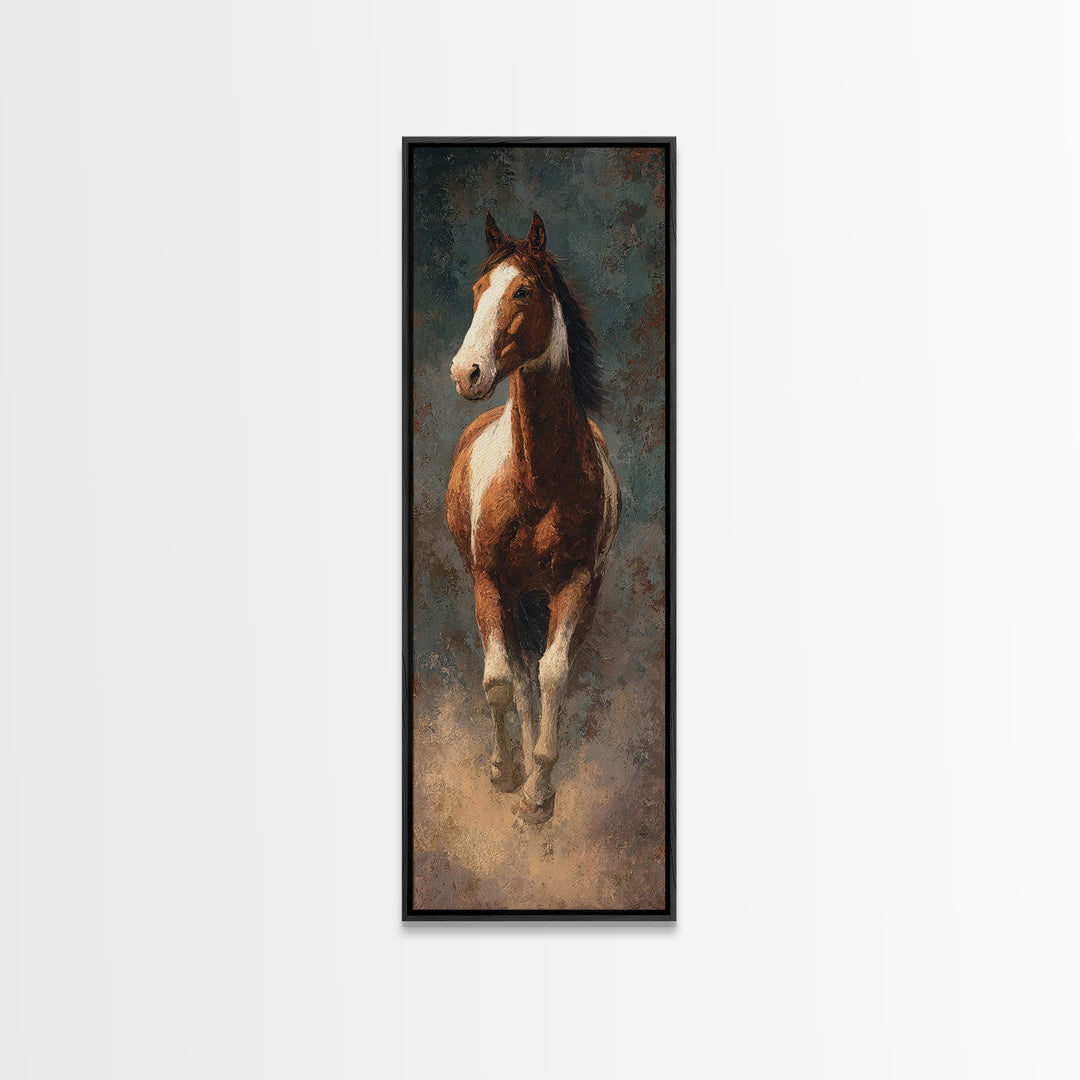 Statement Horse Silhouette Canvas Print, Above Sofa Art, Textured Painting, Living Room Decor, Statement, Abstract Wall Art, ASA-1x3-25