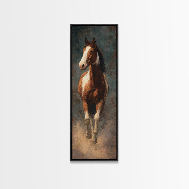 Statement Horse Silhouette Canvas Print, Above Sofa Art, Textured Painting, Living Room Decor, Statement, Abstract Wall Art, ASA-1x3-25