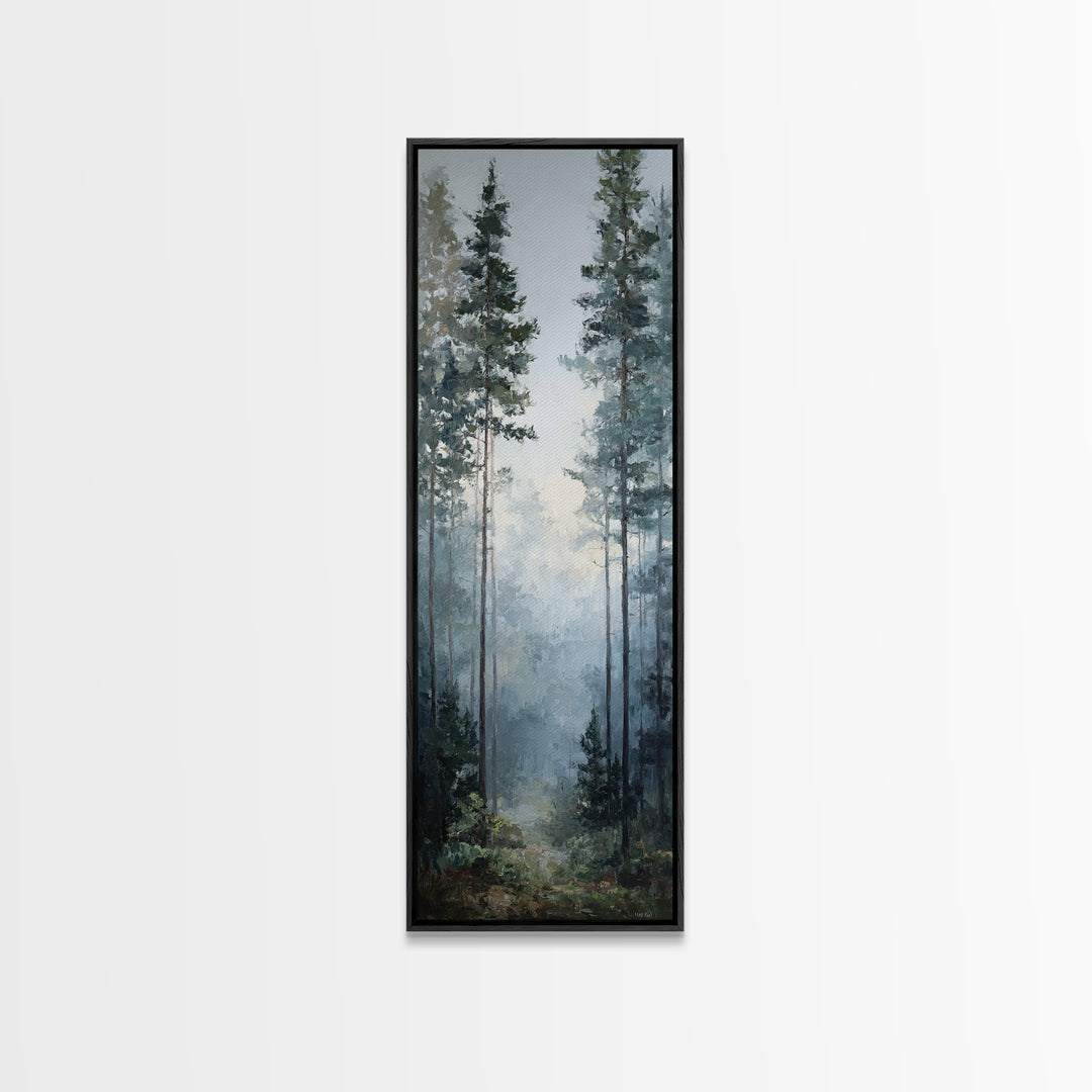 Modern Scandinavian Forest Framed Canvas Print, Above Sofa Art, Neutral Decor, Living Room Decor, Fine Art, Statement, ASA-1x3-3