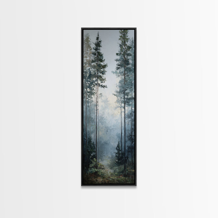 Modern Scandinavian Forest Framed Canvas Print, Above Sofa Art, Neutral Decor, Living Room Decor, Fine Art, Statement, ASA-1x3-3