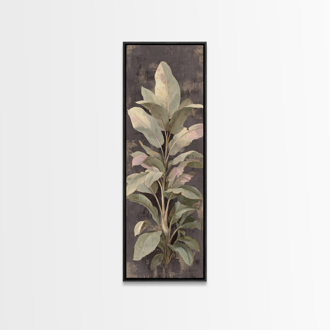 Large Botanical Leaves Canvas Print, Above Sofa Art, Living Room Decor, Oil Painting, Statement 333, Set of Wall Art, ASA-1x3-33