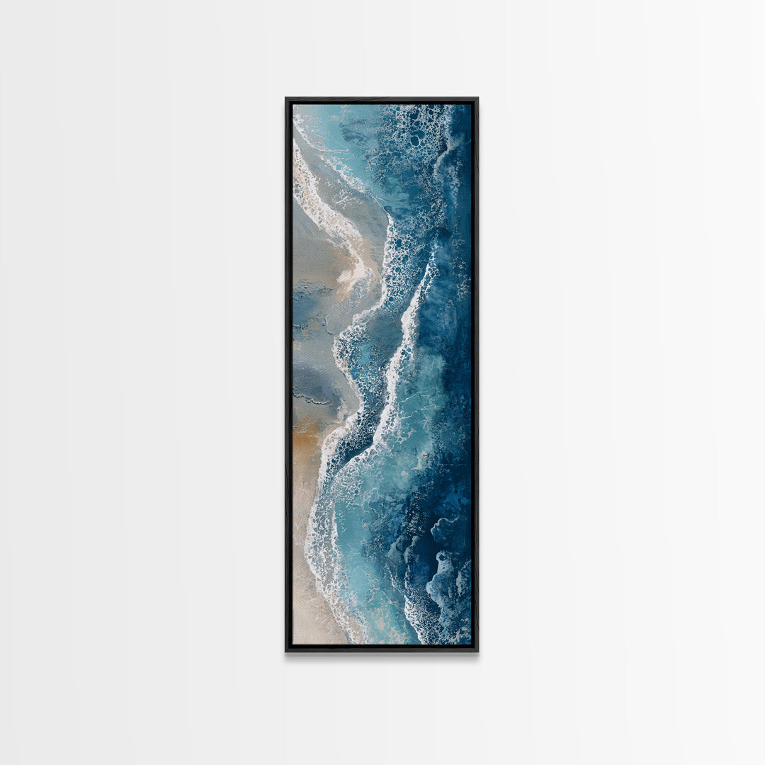 Panoramic Coastal Shoreline from an Aerial View Canvas Print, Above Sofa Art, Textured Painting, Living Room Decor, Statement, ASA-1x3-39