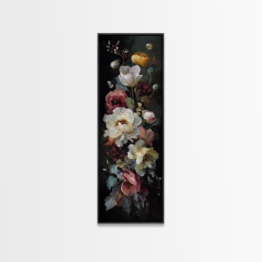 Large Expressive Floral Bouquet Canvas Print, Above Sofa Art, Above Bed Decor, Living Room Decor, Oil Painting, Statement, ASA-1x3-42