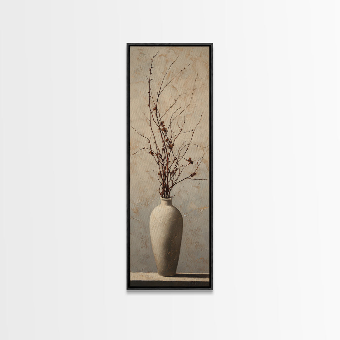 Large Neutral Still Life Framed Canvas Print, Above Sofa Art, Japandi Wall Art, Living Room Decor, Watercolor Art, Statement, ASA-1x3-50