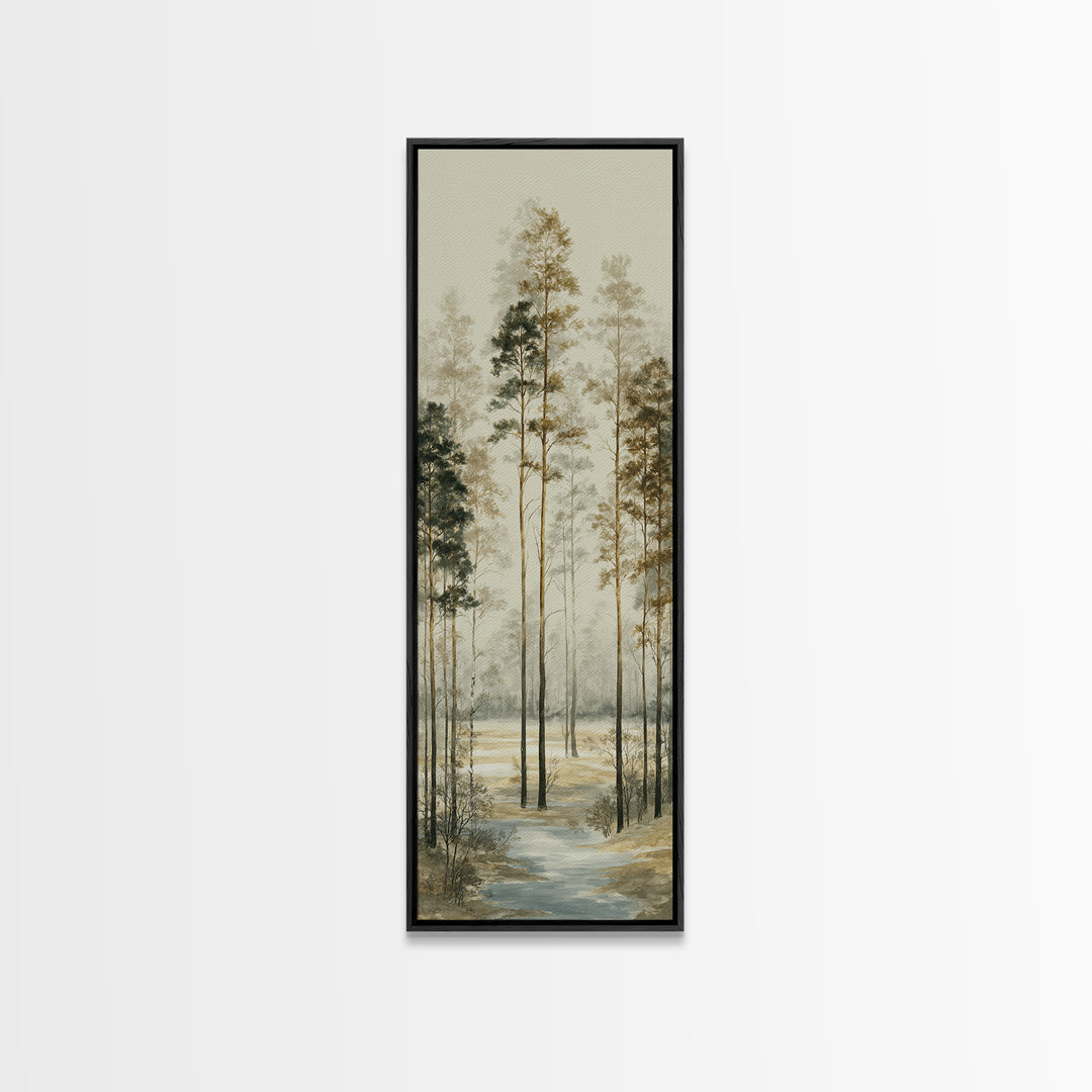 Modern Scandinavian Forest Canvas Print, Above Sofa Art, Framed Wall Art, Living Room Decor, Statement, Living Room Wall Art, ASA-1x3-51