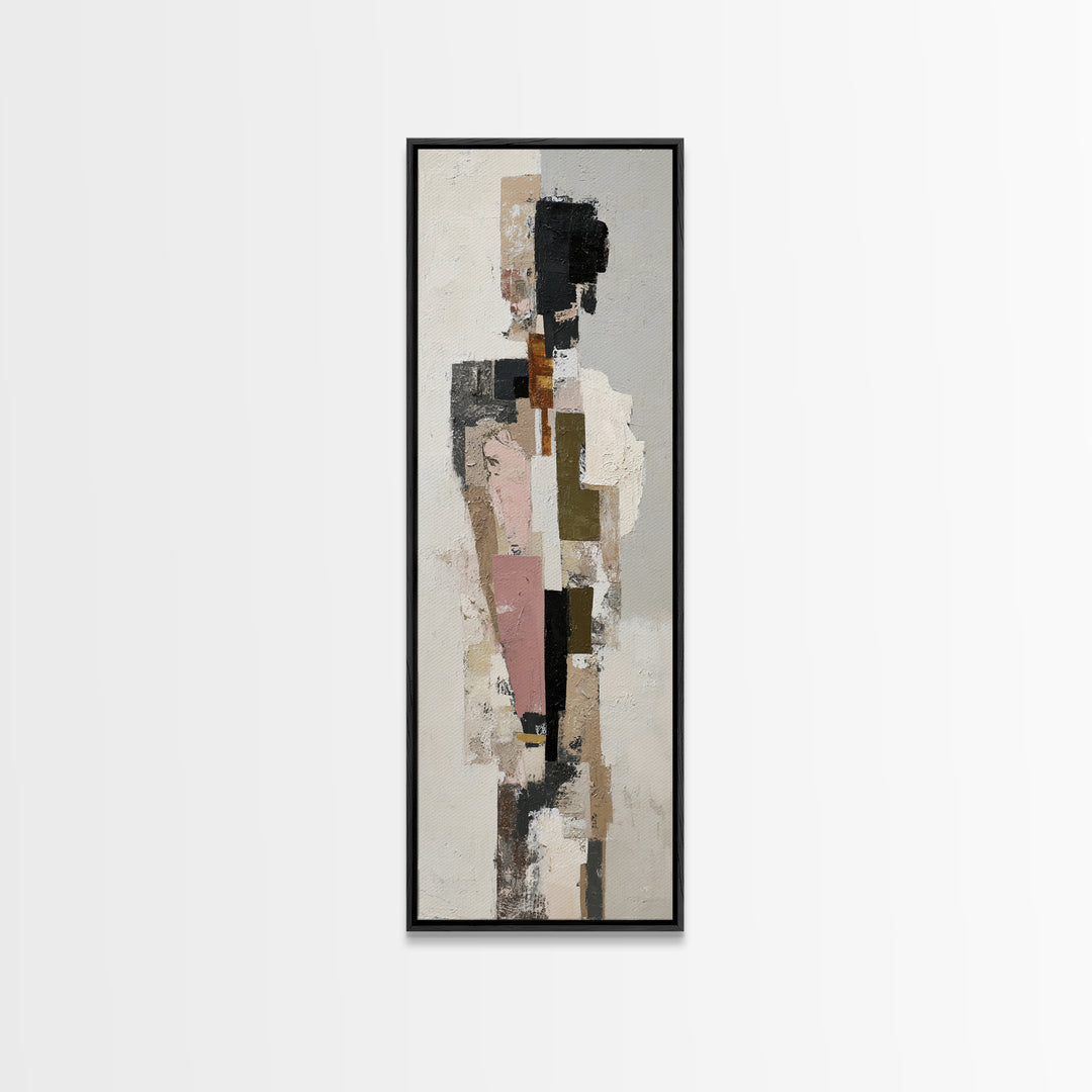 Luxury Monochrome Stone Composition Canvas Print, Above Sofa Art, Wall Art, Living Room Decor, Oil Painting, Statement, ASA-1x3-55