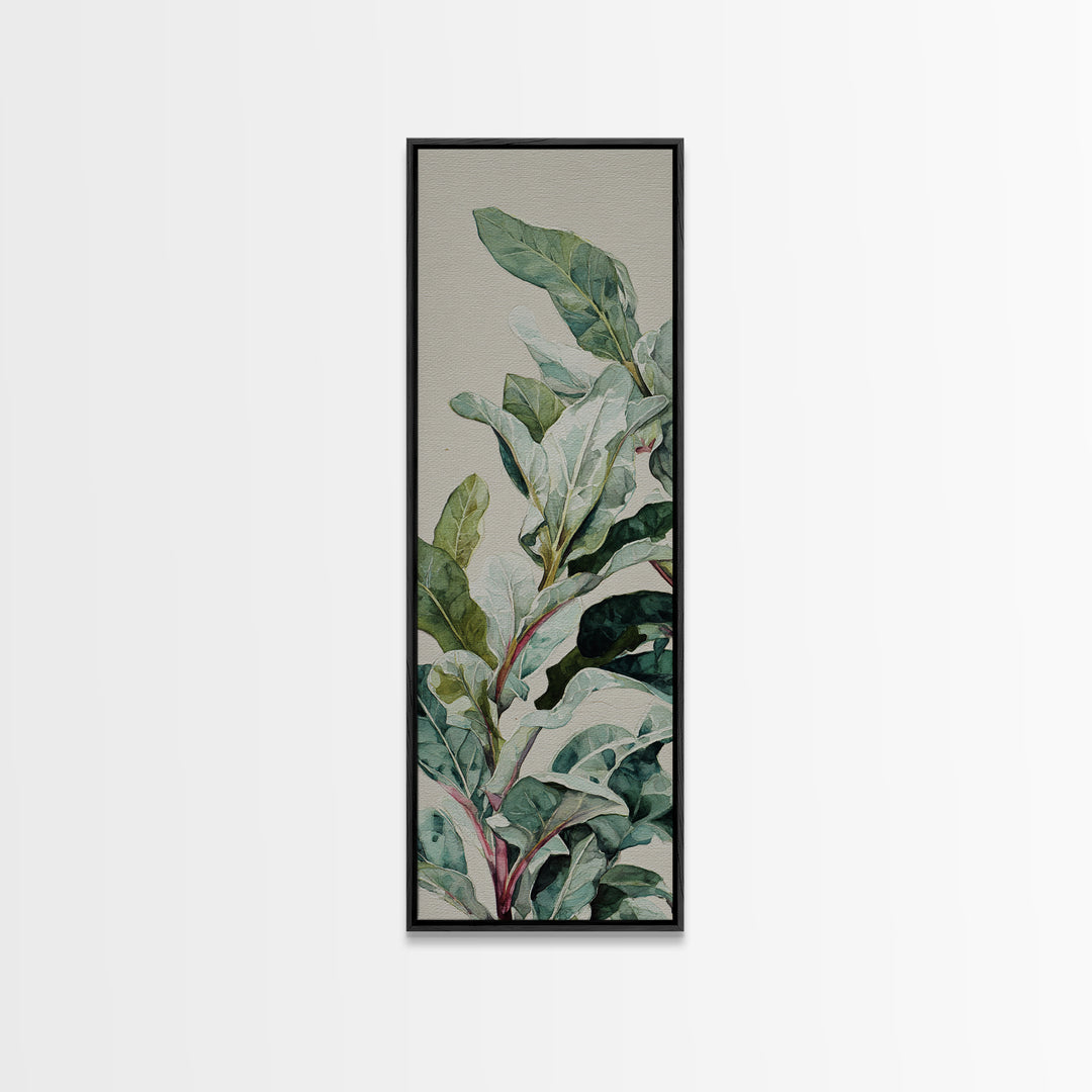 Large Botanical Leaves Canvas Print, Above Sofa Art, Modern Art, Living Room Decor, Fine Art, Statement, Art Print, ASA-1x3-57