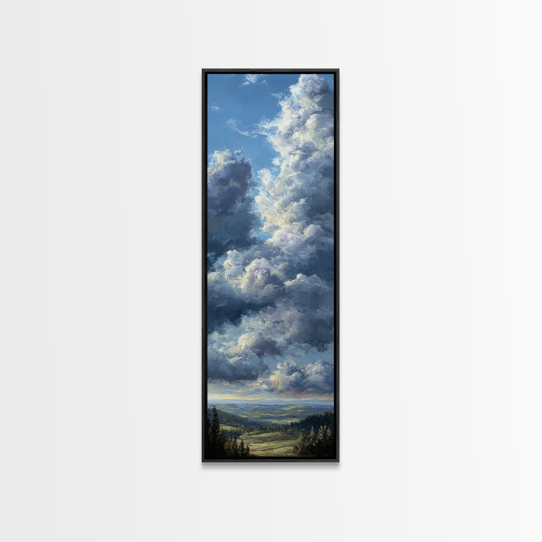 Dramatic Cloudscape over a Distant Valley Canvas Print, Above Sofa Art, Fine Art Print, Living Room Decor, Fine Art, Statement, ASA-1x3-65