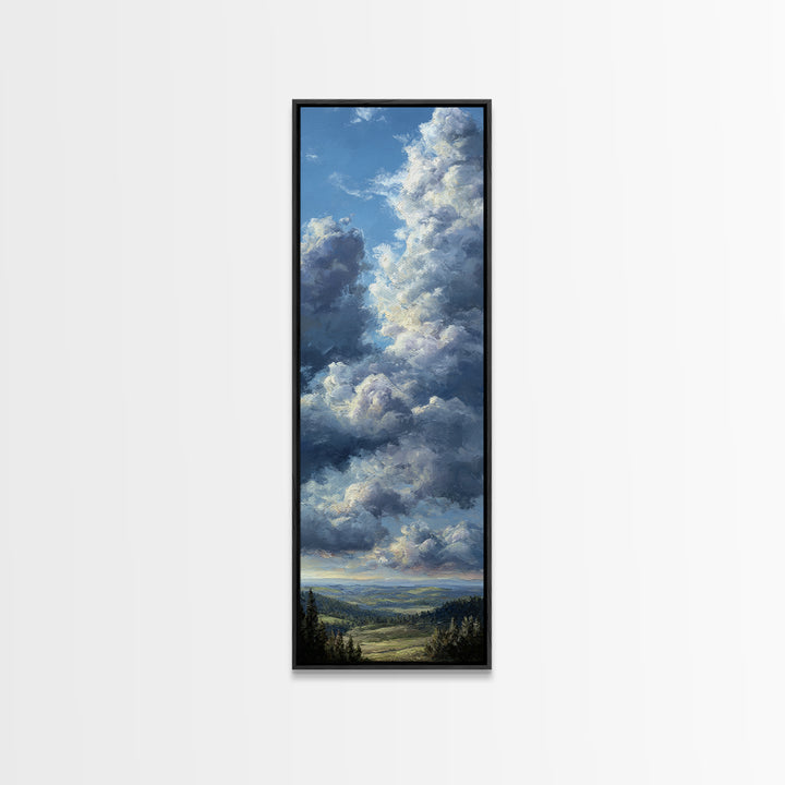 Dramatic Cloudscape over a Distant Valley Canvas Print, Above Sofa Art, Fine Art Print, Living Room Decor, Fine Art, Statement, ASA-1x3-65