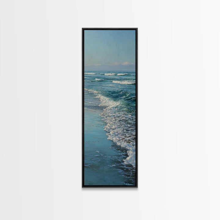 Moody Seascape at Twilight Canvas Print, Above Sofa Art, Mid Century Modern, Living Room Decor, Statement, Watercolor Painting, ASA-1x3-72