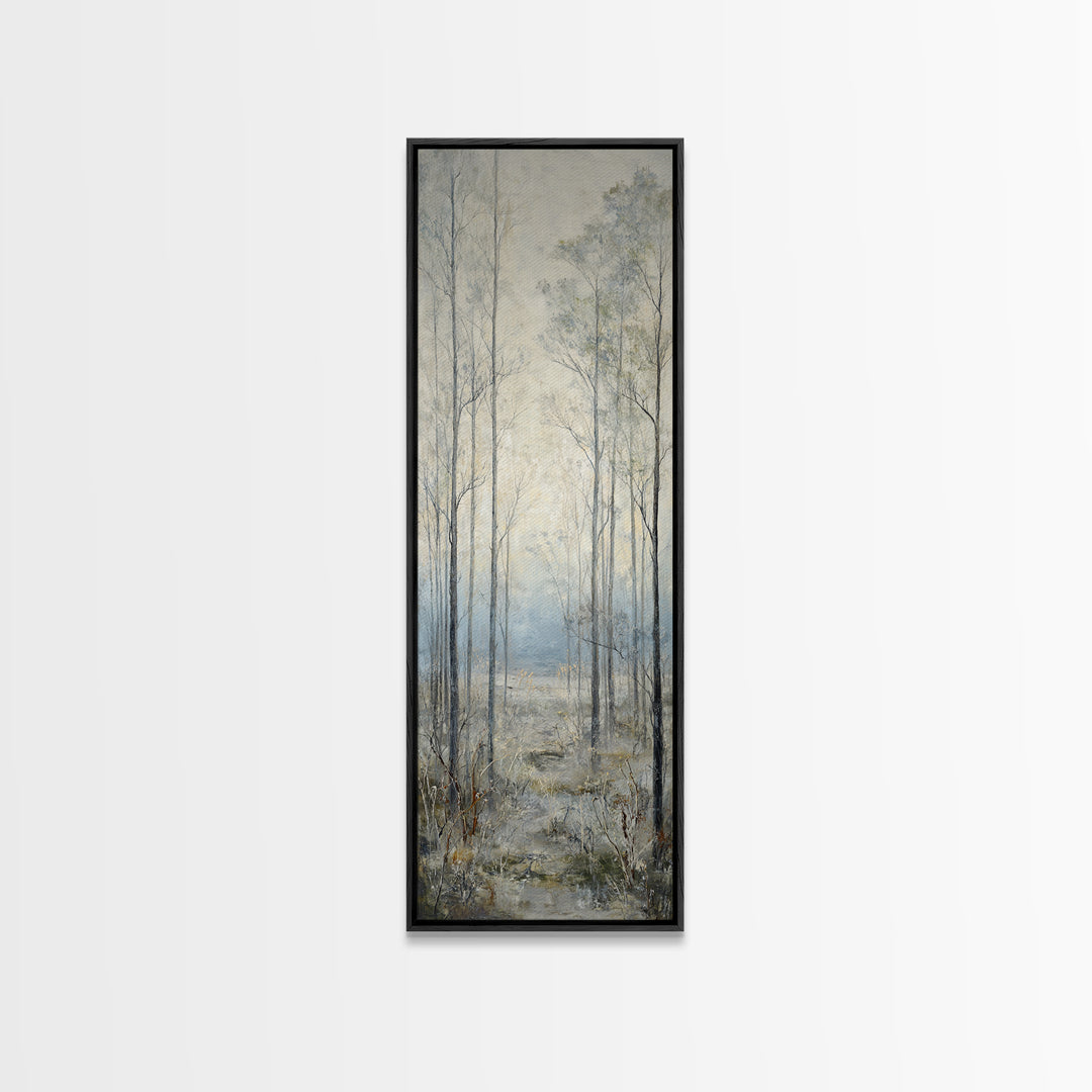 Modern Scandinavian Forest Framed Canvas Print, Above Sofa Art, Frame Tv Art, Living Room Decor, Oil Painting, Statement, ASA-1x3-75