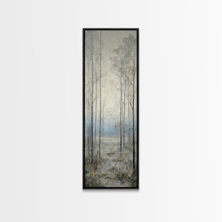 Modern Scandinavian Forest Framed Canvas Print, Above Sofa Art, Frame Tv Art, Living Room Decor, Oil Painting, Statement, ASA-1x3-75