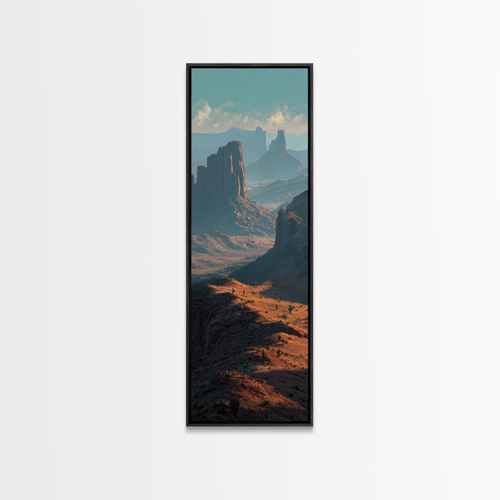 Desert Mesa Panorama Framed Canvas Print, Above Sofa Art, Modern Art, Living Room Decor, Fine Art, Statement, Art Print, ASA-1x3-8