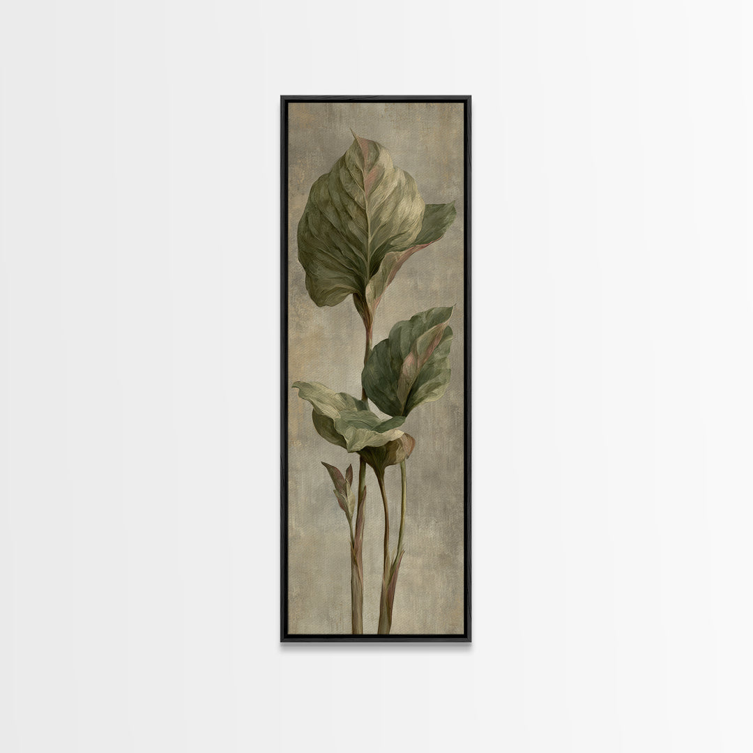 Large Botanical Leaves Canvas Print, Above Sofa Art, Framed Wall Art, Living Room Decor, Statement, Living Room Wall Art, ASA-1x3-81