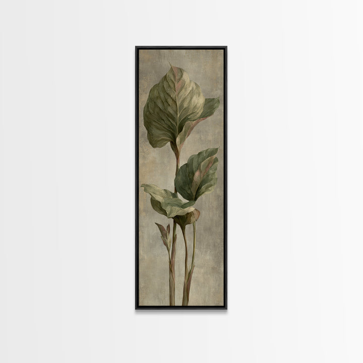 Large Botanical Leaves Canvas Print, Above Sofa Art, Framed Wall Art, Living Room Decor, Statement, Living Room Wall Art, ASA-1x3-81