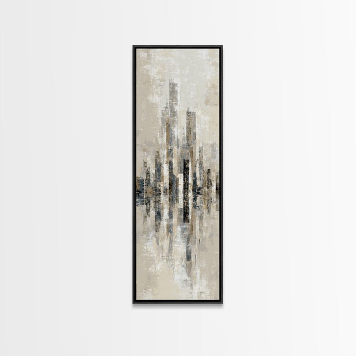 Quiet City Skyline Reduced to Elegant Shapes Canvas Print, Above Sofa Art, Coastal Decor, Living Room Decor, Statement, ASA-1x3-82