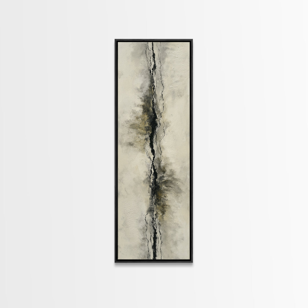 Minimal Black Ink Composition Framed Canvas Print, Above Sofa Art, Farmhouse Decor, Living Room Decor, Fine Art, Statement, ASA-1x3-92