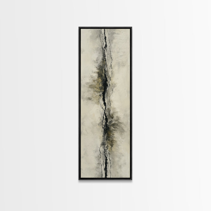Minimal Black Ink Composition Framed Canvas Print, Above Sofa Art, Farmhouse Decor, Living Room Decor, Fine Art, Statement, ASA-1x3-92