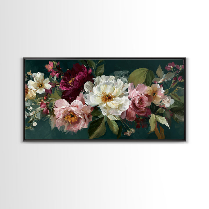 Large Expressive Floral Bouquet Canvas Print, Above Sofa Art, Neutral Decor, Living Room Decor, Fine Art, Statement, Wall Art, ASA-2x1-26