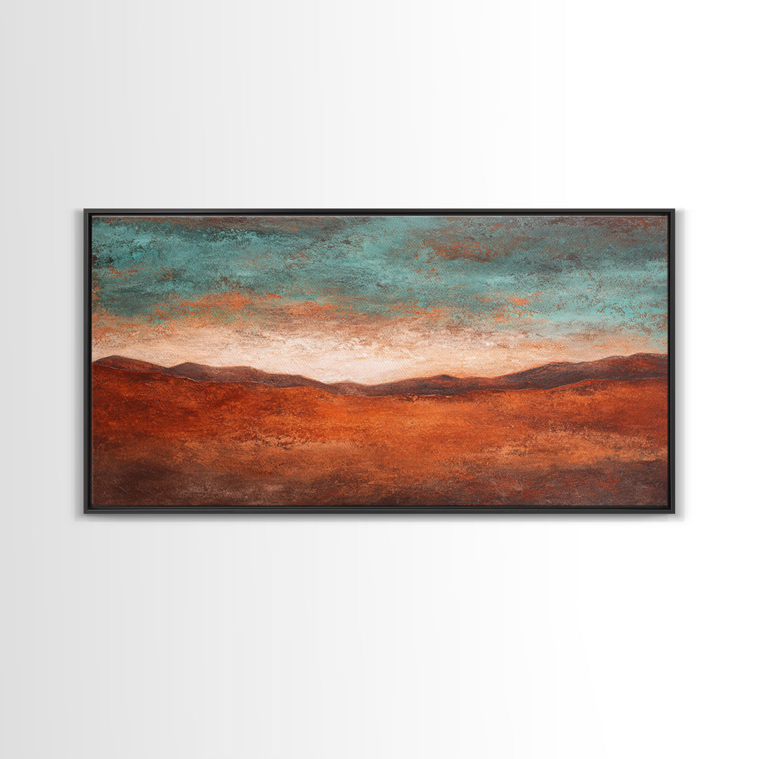 Abstract Canyon Landscape Framed Canvas Print, Above Sofa Art, Living Room Decor, Oil Painting, Statement 103, Set of Prints, ASA-2x1-3